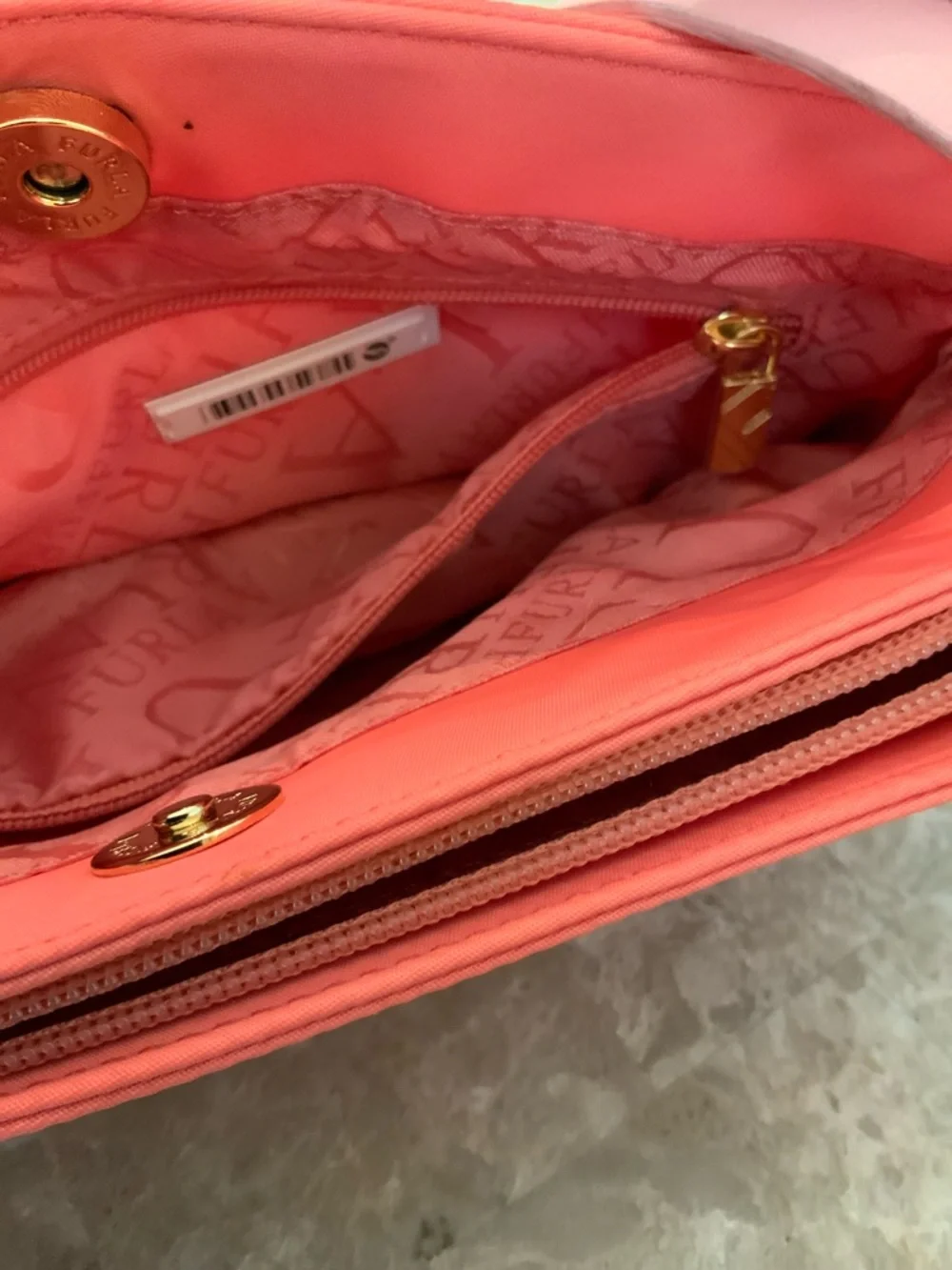 Furla Coral and Light Pink Shoulder Bag GUC - Picture 9 of 16